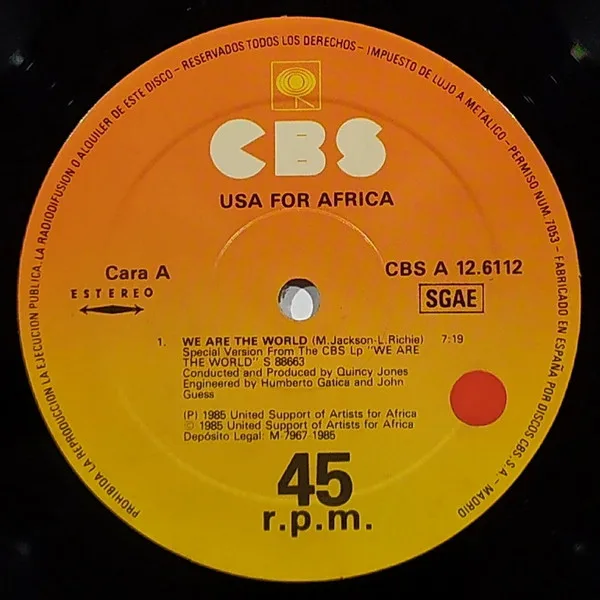 USA For Africa, We Are The World - Maxi Singles