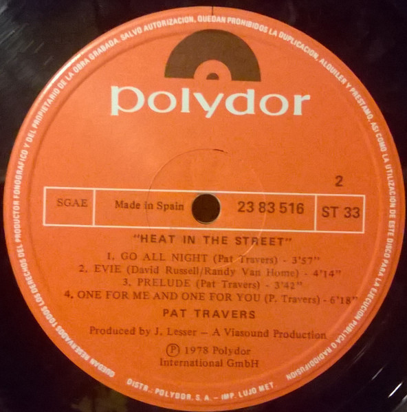 Pat Travers Band, Heat In The Street - LP