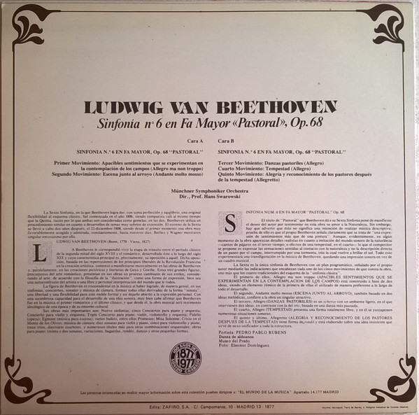 Ludwig van Beethoven, Münchner Symph, Sinfonia N° 6 En Fa Mayor Op. 68 «Pastoral» - LP