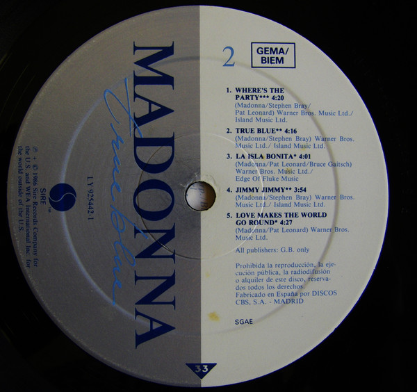 Madonna, True Blue - LP