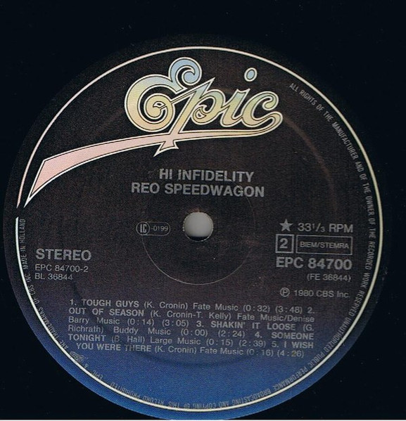 REO Speedwagon, Hi Infidelity - LP