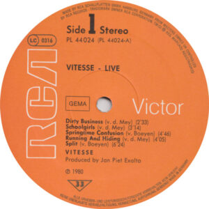 Vitesse, Live - LP Album Stereo: imagen 3