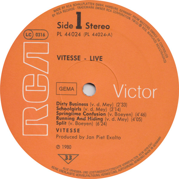 Vitesse, Live - LP Album Stereo