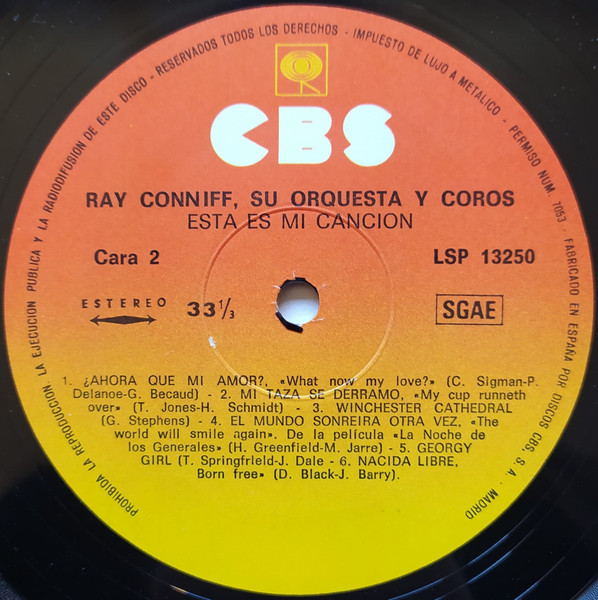 Ray Conniff And His Orchestra & Chorus, This Is My Song = Esta Es Mi Canción - LP