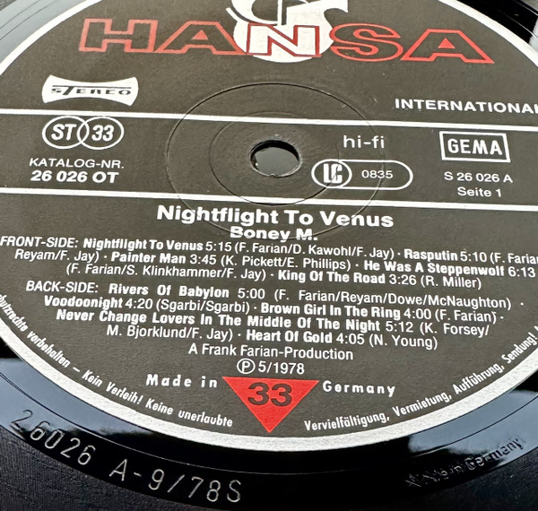 Boney M., Nightflight To Venus - LP