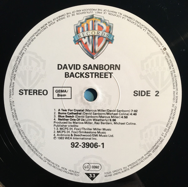 David Sanborn, Backstreet - LP