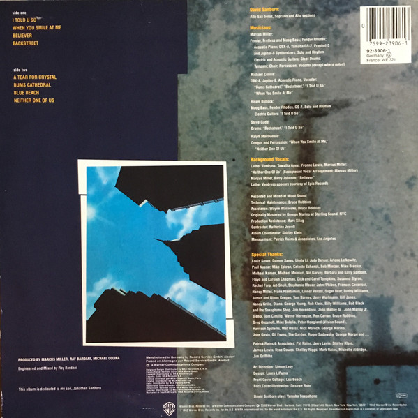 David Sanborn, Backstreet - LP