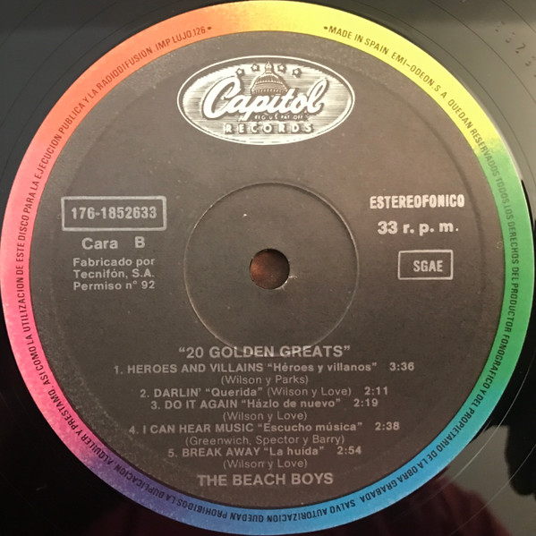 The Beach Boys, 20 Golden Greats - LP