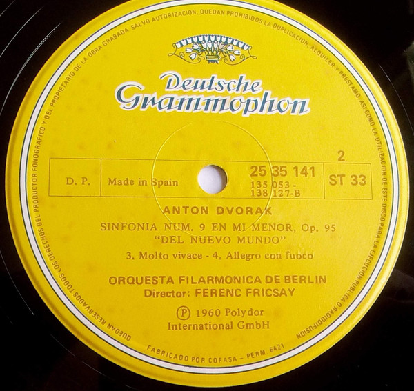 Antonín Dvořák, Berliner Philharmoniker, Ferenc Fricsay, Sinfonía No.9 "Del Nuevo Mundo" - LP