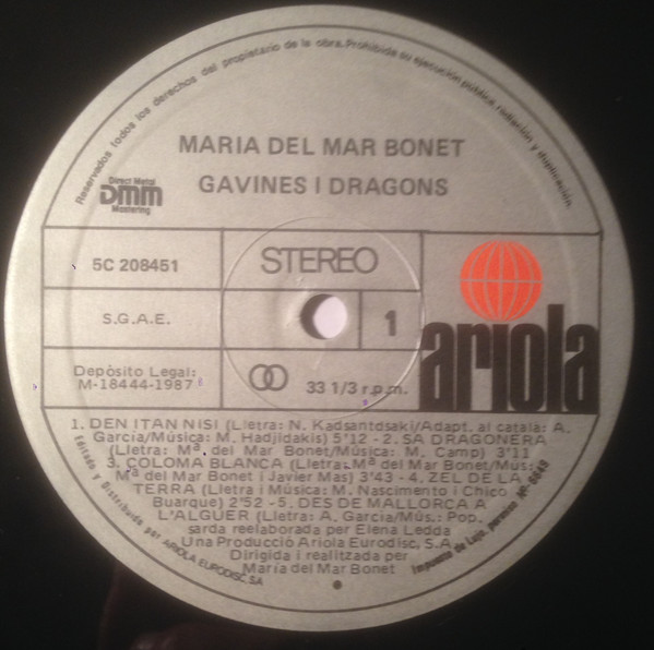 Maria Del Mar Bonet, Gavines I Dragons - LP