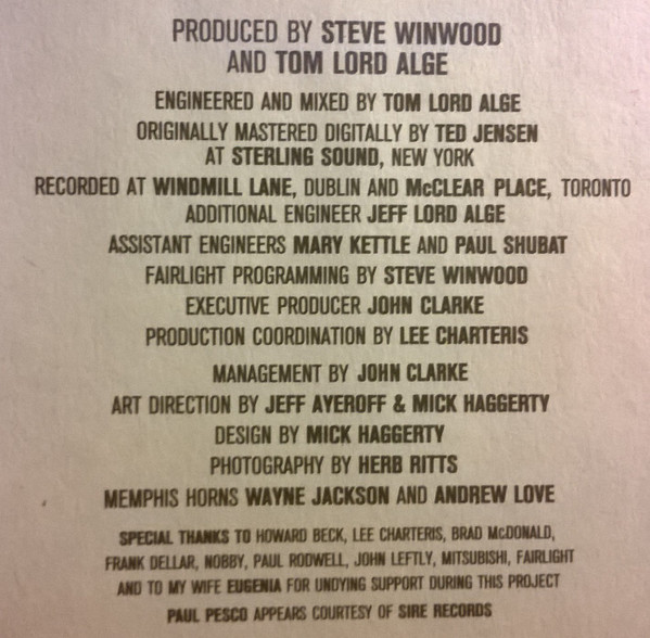 Steve Winwood, Roll With It - LP