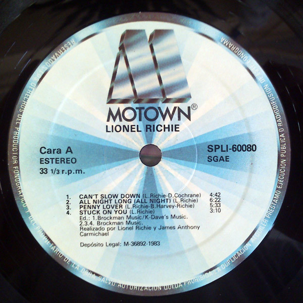 Lionel Richie, Can't Slow Down - LP