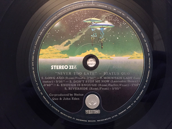 Status Quo, Never Too Late - LP
