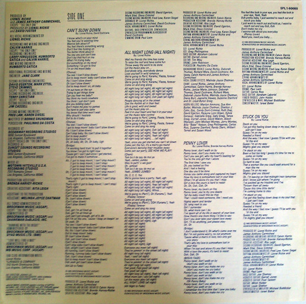 Lionel Richie, Can't Slow Down - LP