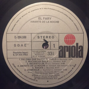 El Fary, Amante De La Noche - LP: imagen 3
