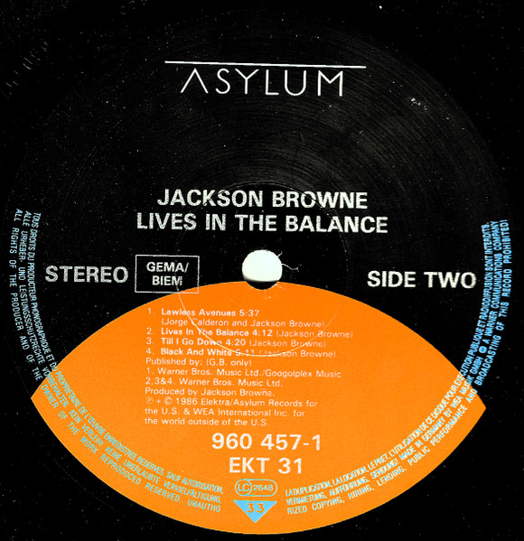 Jackson Browne, Lives In The Balance - LP