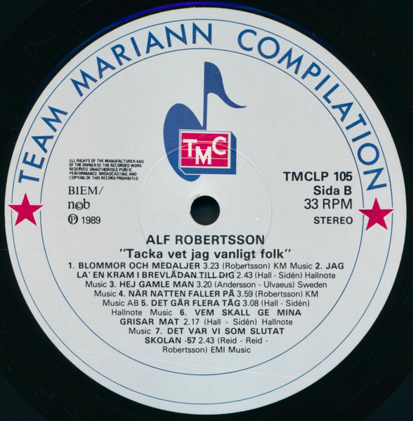 Alf Robertson, Tacka Vet Jag Vanligt Folk - LP
