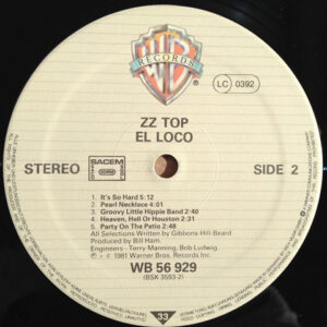 ZZ Top, El Loco - LP Album Stereo: imagen 4