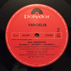 Vangelis, Soil Festivities - LP: imagen 4