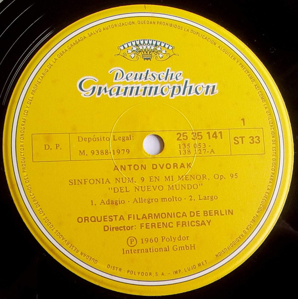 Antonín Dvořák, Berliner Philharmoniker, Ferenc Fricsay, Sinfonía No.9 "Del Nuevo Mundo" - LP