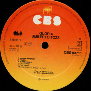 Umberto Tozzi, Gloria - LP: imagen 4