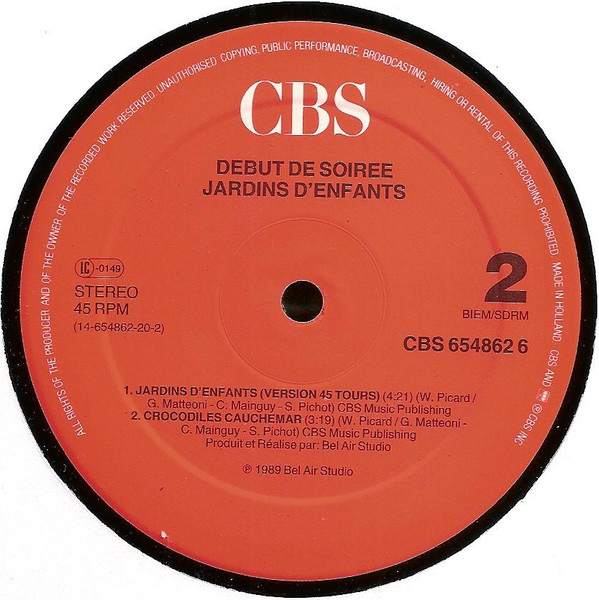 Début De Soirée, Jardins D'enfants - Maxi Singles