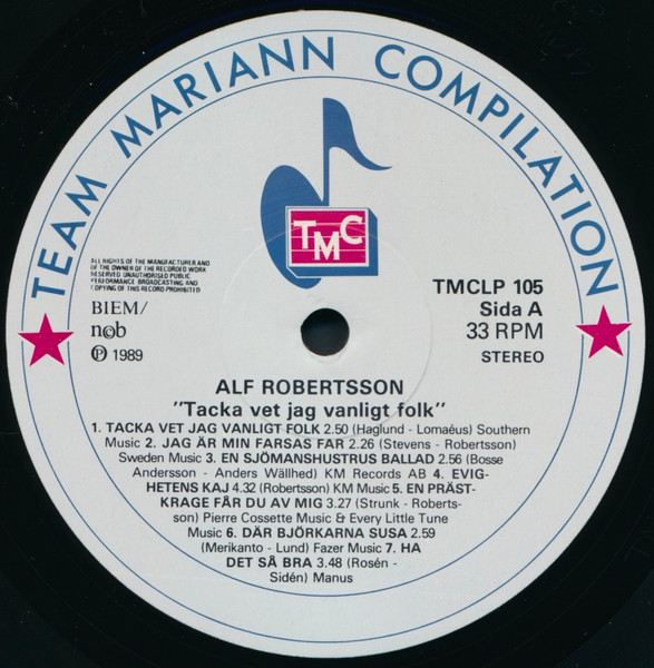 Alf Robertson, Tacka Vet Jag Vanligt Folk - LP