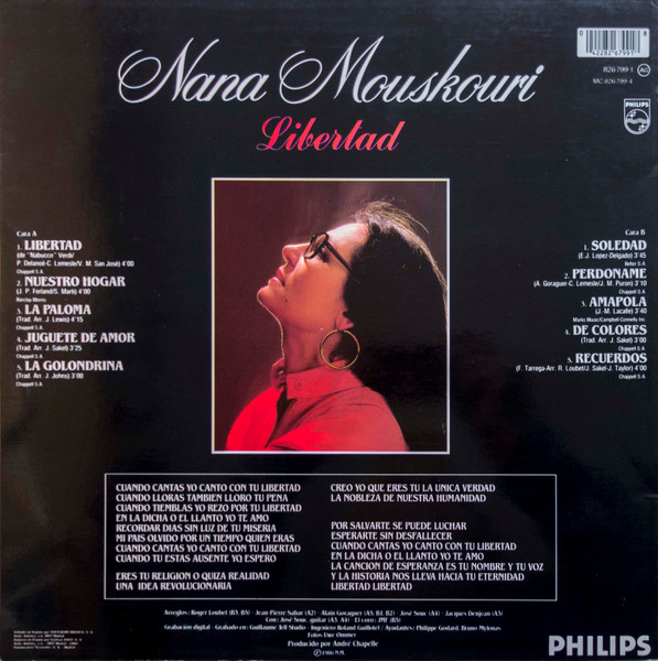Nana Mouskouri, Libertad En Español - LP