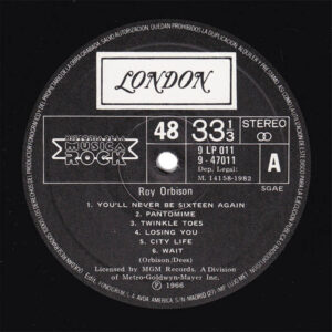 Roy Orbison, Roy Orbison - LP: imagen 3