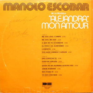 Manolo Escobar, De La Pelicula "Alejandra", Mon Amour - LP: imagen 2
