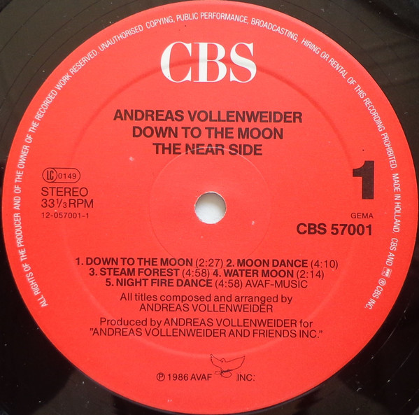 Andreas Vollenweider, Down To The Moon - LP