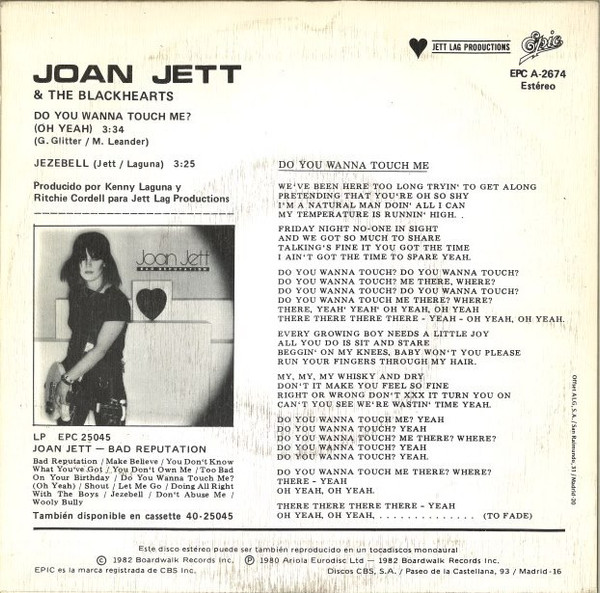 Joan Jett & The Blackhearts, Do You Wanna Touch Me (Oh Yeah) - Singles
