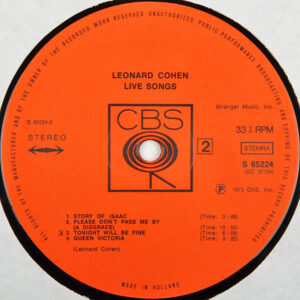 Leonard Cohen, Live Songs - LP: imagen 4