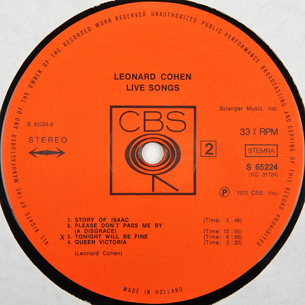 Leonard Cohen, Live Songs - LP