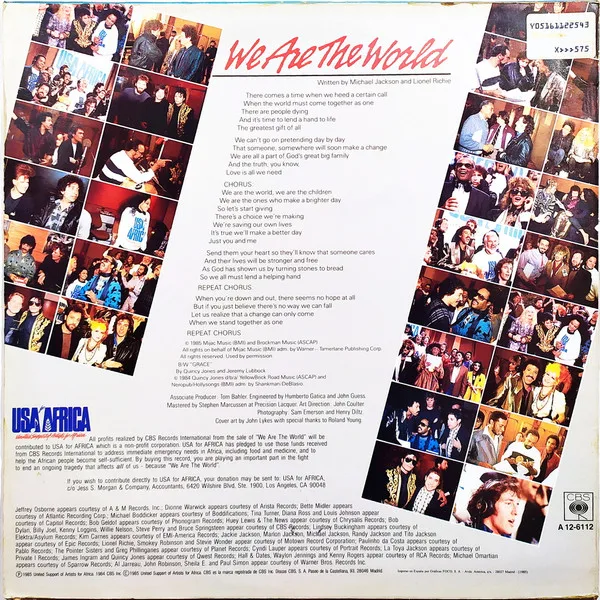 USA For Africa, We Are The World - Maxi Singles
