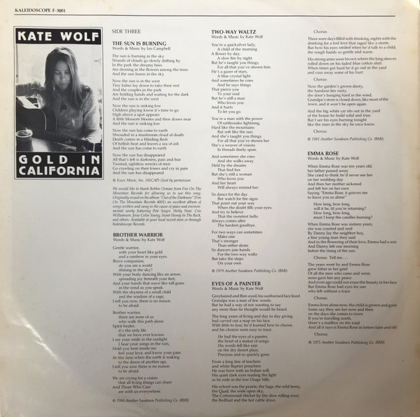 Kate Wolf, Gold In California - LP