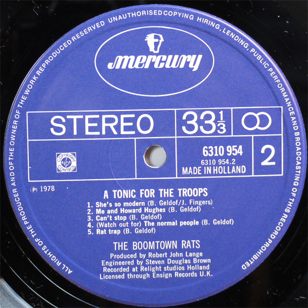 The Boomtown Rats, A Tonic For The Troops - LP