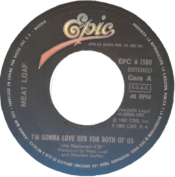 Meat Loaf, Voy A Amarla Por Los Dos = I'm Gonna Love Her For Both Of Us - Singles