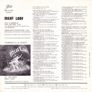 Meat Loaf, Voy A Amarla Por Los Dos = I'm Gonna Love Her For Both Of Us - Singles: imagen 2