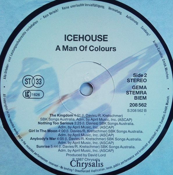 Icehouse, Man Of Colours - LP