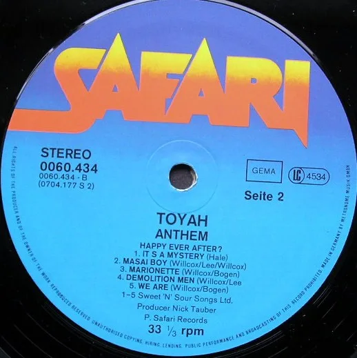 Toyah, Anthem - LP Album Stereo