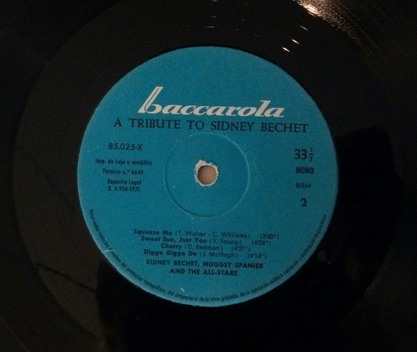 Sidney Bechet, Muggsy Spanier, A Tribute To Sidney Bechet - LP