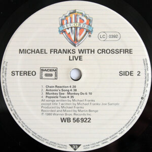Michael Franks, Crossfire, Live - LP: imagen 4