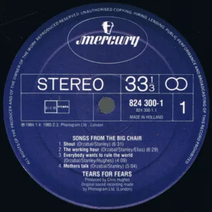 Vinilo: Tears For Fears, Songs From The Big Chair - LP