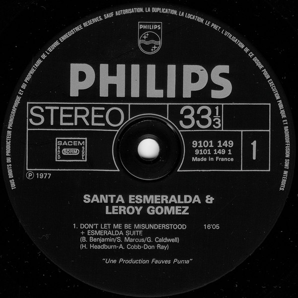 Santa Esmeralda, Leroy Gomez, Don't Let Me Be Misunderstood - LP