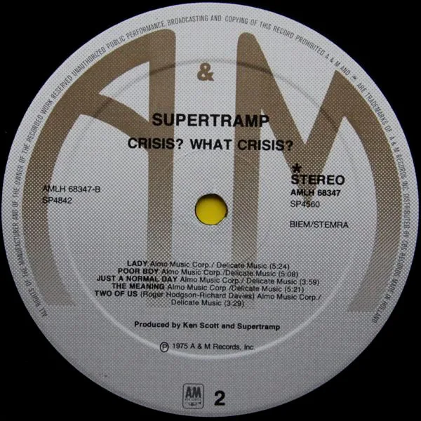 Supertramp, Crisis? What Crisis? - LP