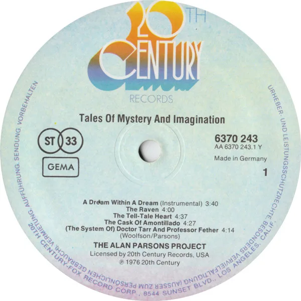 The Alan Parsons Project, Tales Of Mystery And Imagination - LP