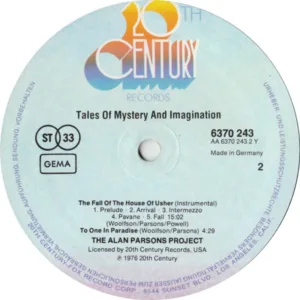 The Alan Parsons Project, Tales Of Mystery And Imagination - LP: imagen 4