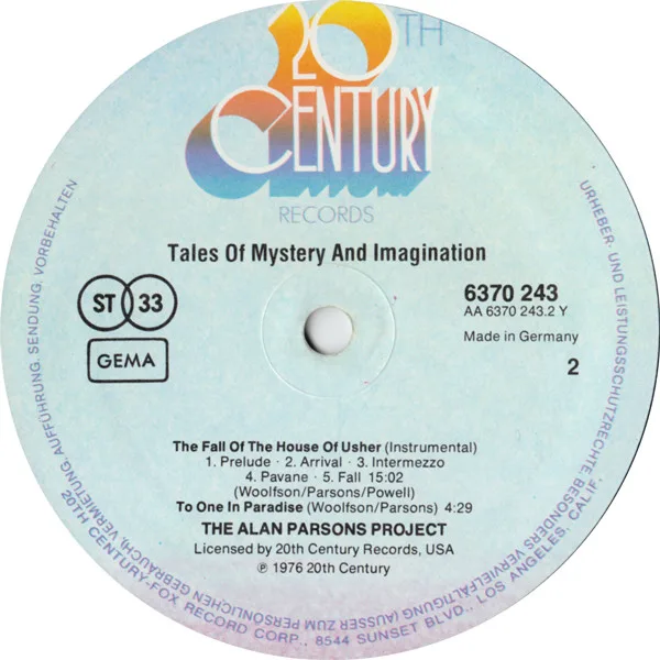 The Alan Parsons Project, Tales Of Mystery And Imagination - LP