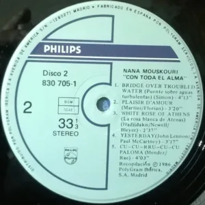 Nana Mouskouri, Con Toda El Alma - LP: imagen 6